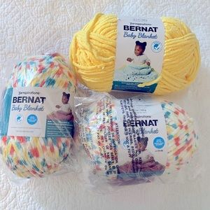 Baby Bernat Yarn 3 Skeins. BRIGHT COLORS